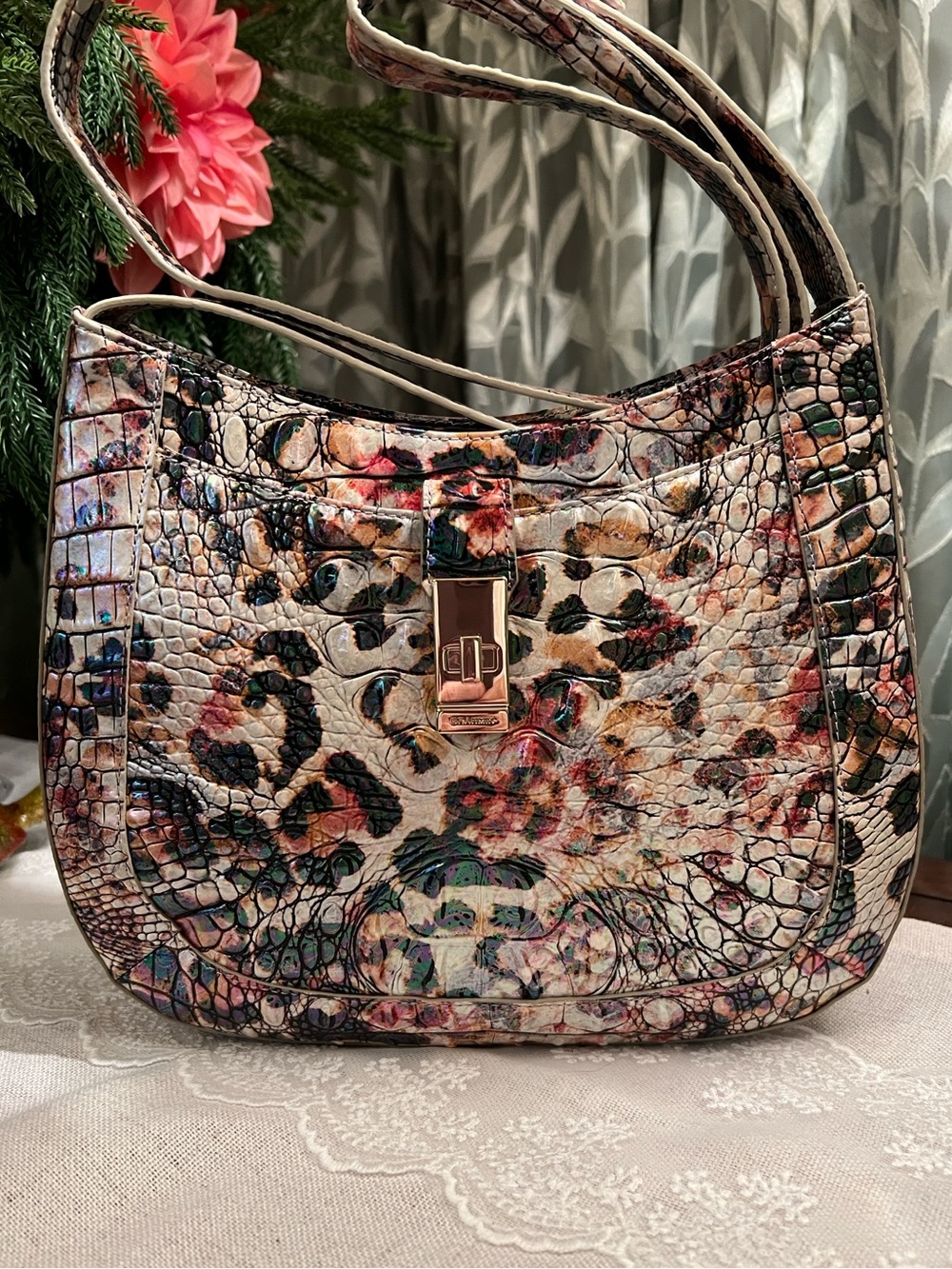 New Brahmin Leather SMALL JOHANNA Crossbody, Limited Edition Leopard Melbourne